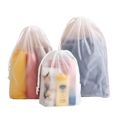 PE EVA Frosted Poly Drawstring Bags, sacos de cordão plásticos pequenos impermeáveis