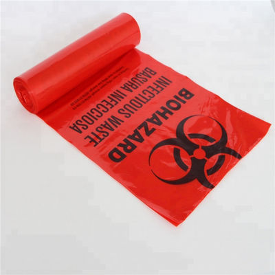 Uso vermelho plástico do lar de idosos do rolo do saco de lixo do Biohazard de 24 x de 31in