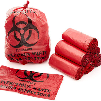 Saco de lixo 19*23in autoclávico vermelho do Biohazard biodegradável
