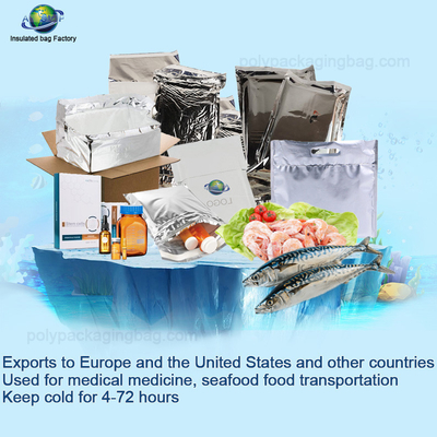 Envelope térmico à prova d'água, refrigerador de caviar, embalagens para transporte, sacos isolados de papel de alumínio, mailer de prata.